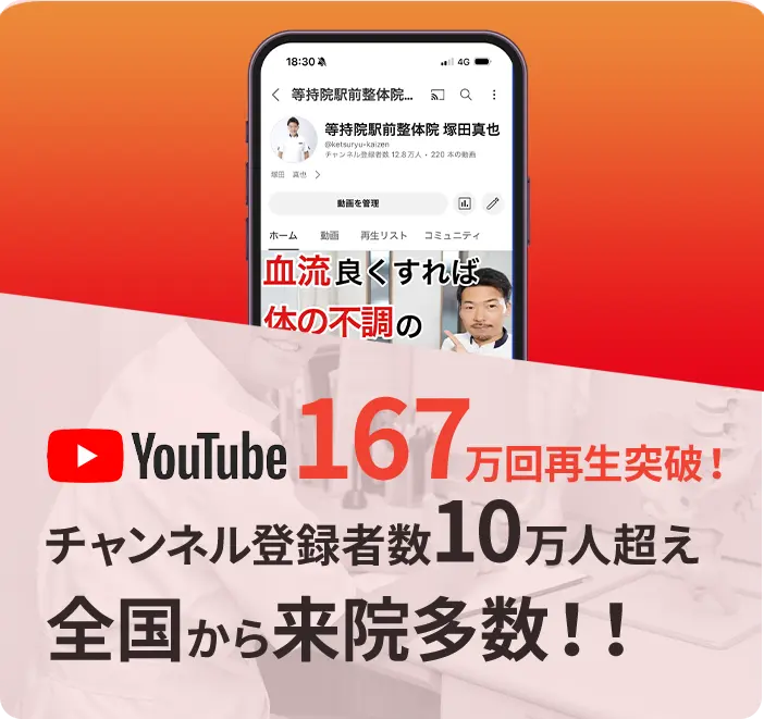 YouTube 167万回再生突破！ チャンネル登録者10万人超え 全国から来院多数